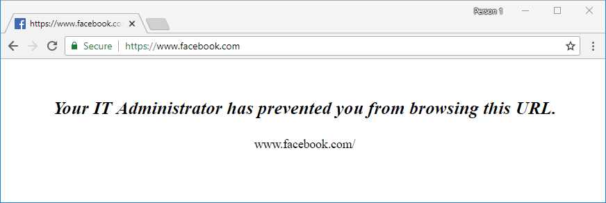 CurrentWare BrowseControl warning message for blocked URL.