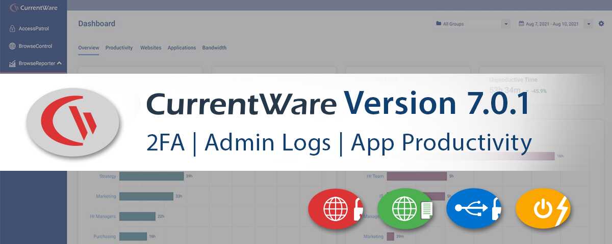 CurrentWare Version 7.0.1 - 2FA, admin logs, and app productivity