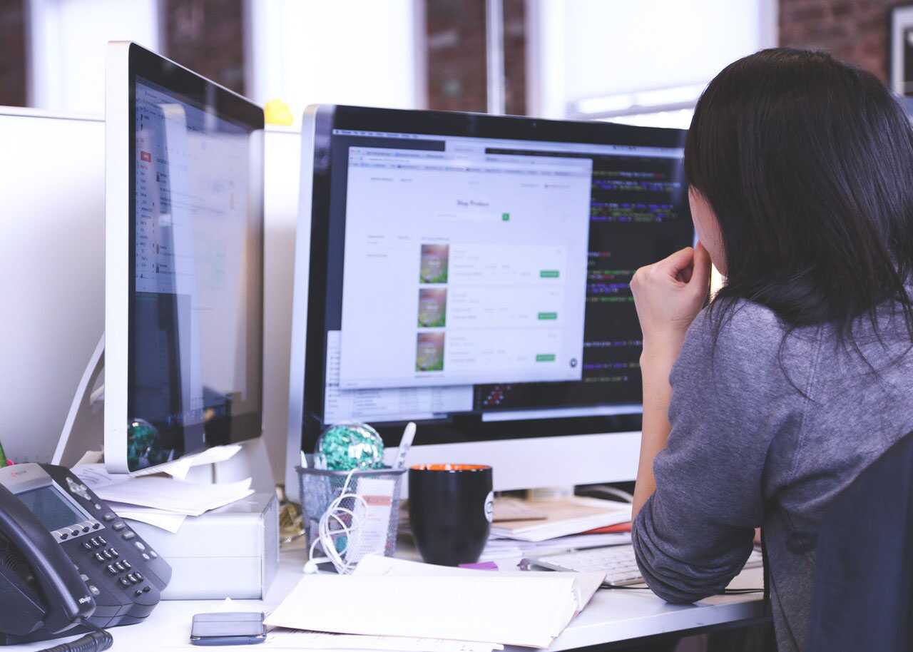 Employee working on a computer