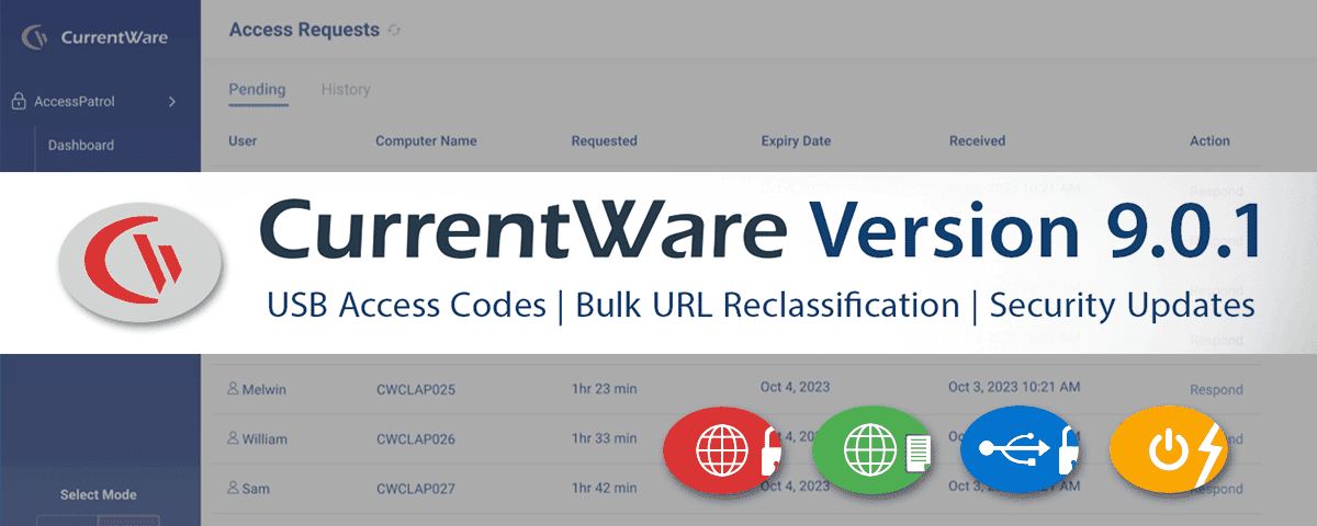 CurrentWare version 9.0.1 - USB Access Codes, Bulk URL Reclassification & Security Enhancements